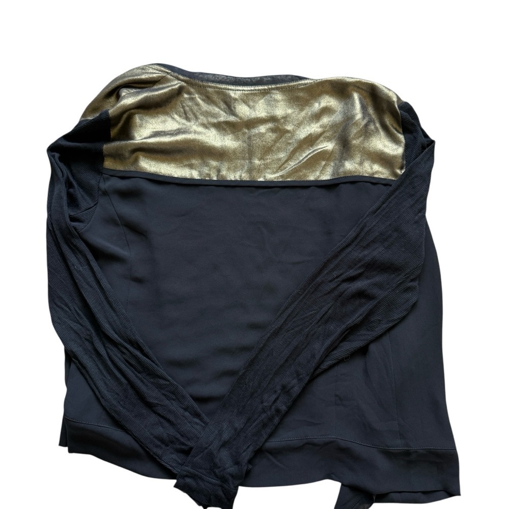 CACHÈ Women's Black & Gold Open Front Blazer Jacket Size S Casual Holiday Party - Picture 6 of 9